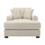 Cream Chenille Oversized Chaise Lounger With Built-In Charge Station & Cup Holders