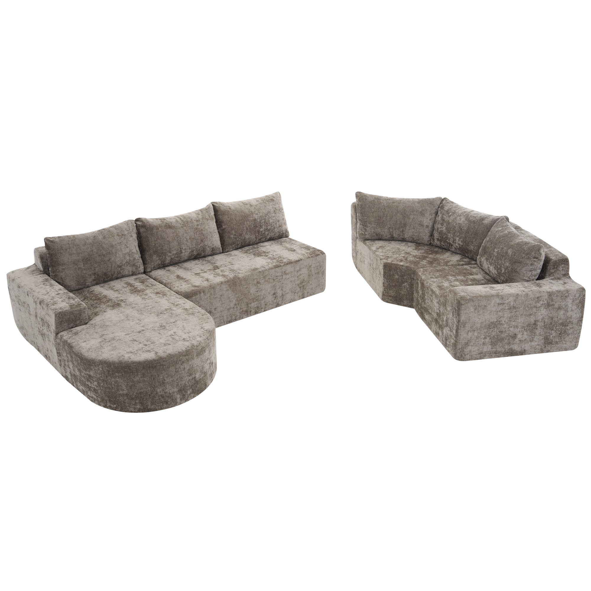 Amalfi Modular Chenille Sectional Sofa in Brown