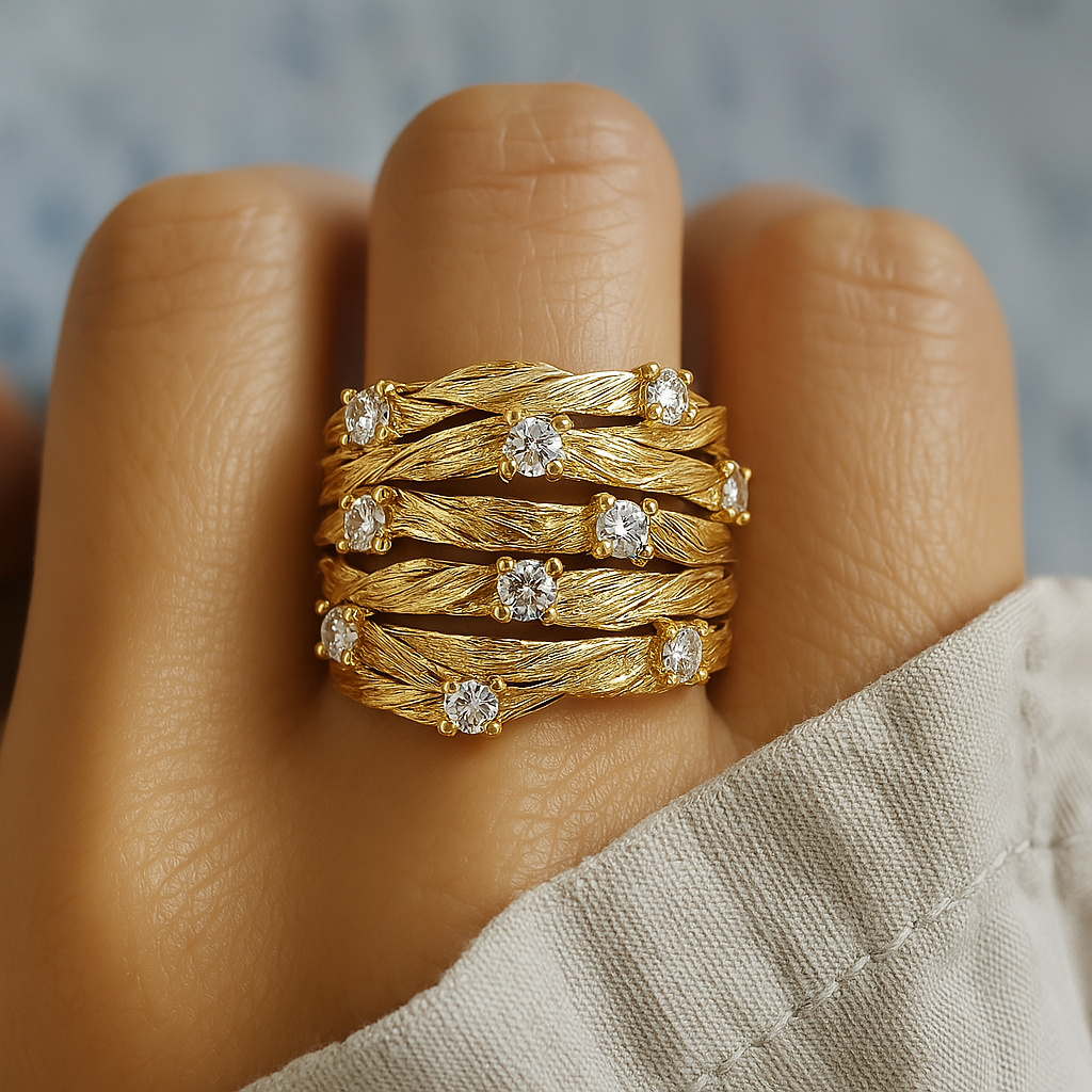 Elegant Zirconia Vintage Ring in Gold