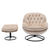 Beige Velvet Accent Chair with Ottoman and Metal Frame