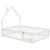 White Full House-Shaped Headboard Toddler Floor Bed with Fence