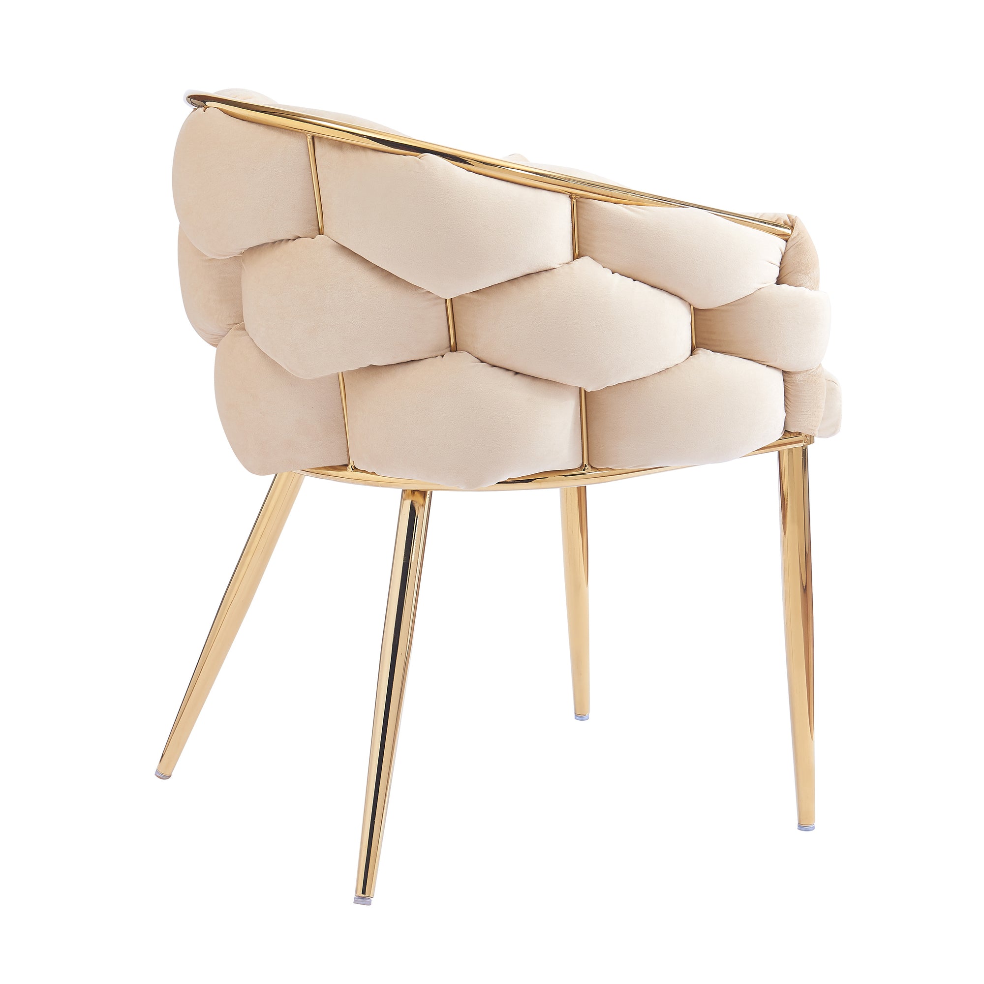 Luxury Beige Velvet Accent Chair with Gold Legs