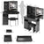 37 Inch Left Drawer Desktop Vanity Table Set With Stool, 2 AC and 2 USB Sockets, Touch Control LED Mirror, Hair Dryer Stand In Black