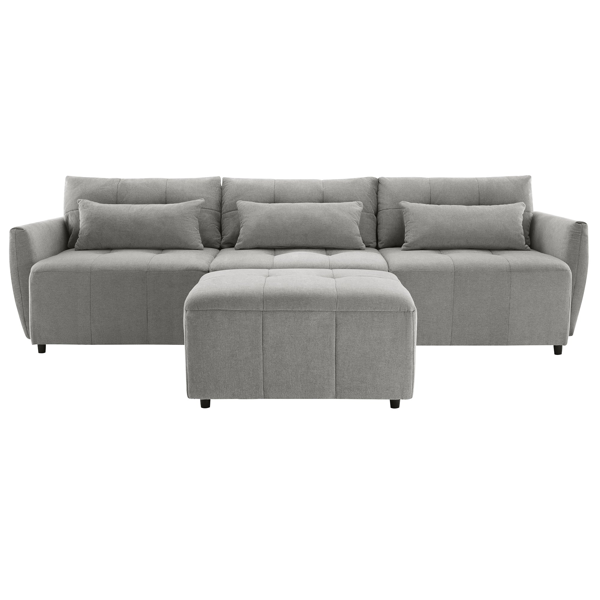 Khartoum Sectional Sofa with Movable Ottoman in Grey Chenille