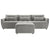 Khartoum Sectional Sofa with Movable Ottoman in Grey Chenille