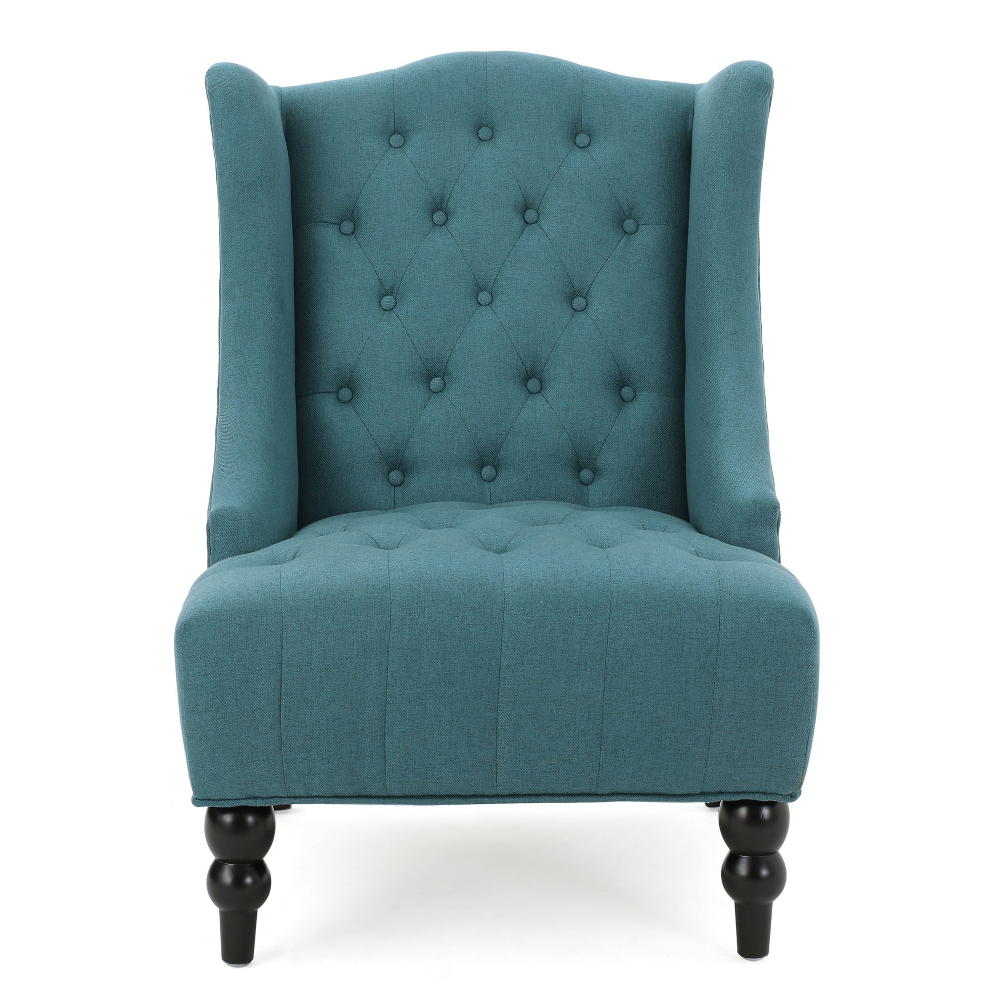 Upholstered Wingback Accent Chair In Teal Fabric