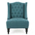 Upholstered Wingback Accent Chair In Teal Fabric