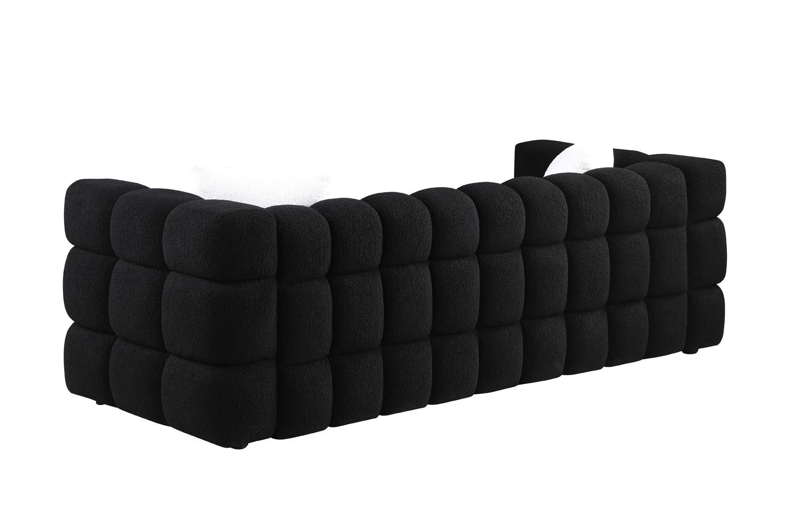 Black Boucle 5-Seater Marshmallow Loveseat Sofa