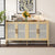 Rustic Buffet Cabinet with Rattan Doors and Storage in Natural