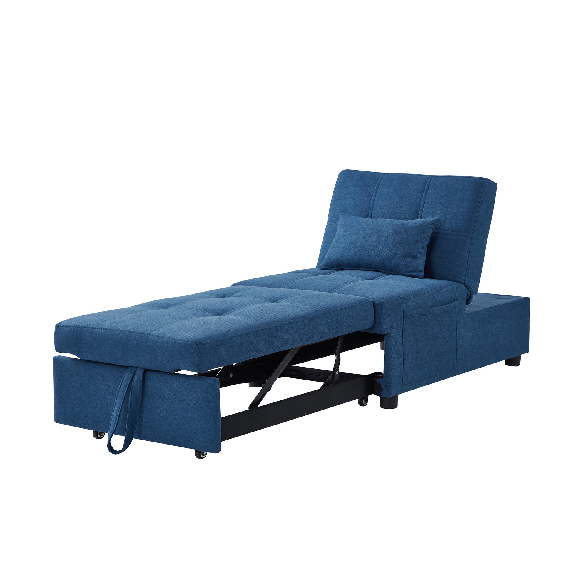 Blue Linen Fabric Recliner Chair Bed