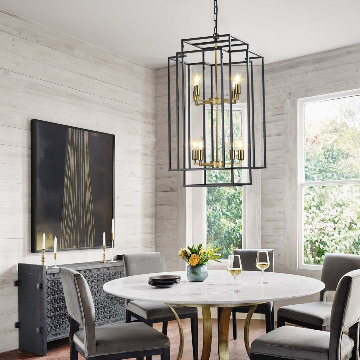 8-Lights Lantern Tiered Pendant Light Fixture