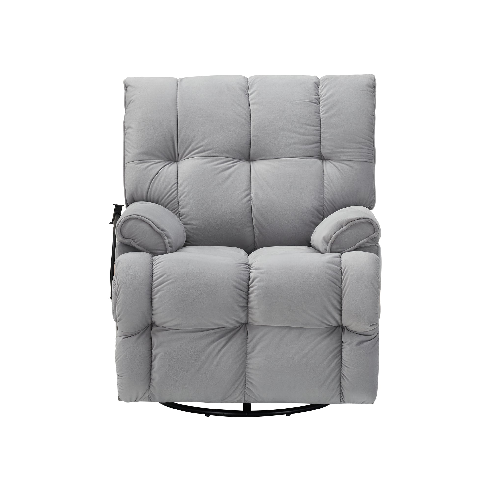 Gray Velvet Convertible Recliner Sofa Chair With Phone Holder