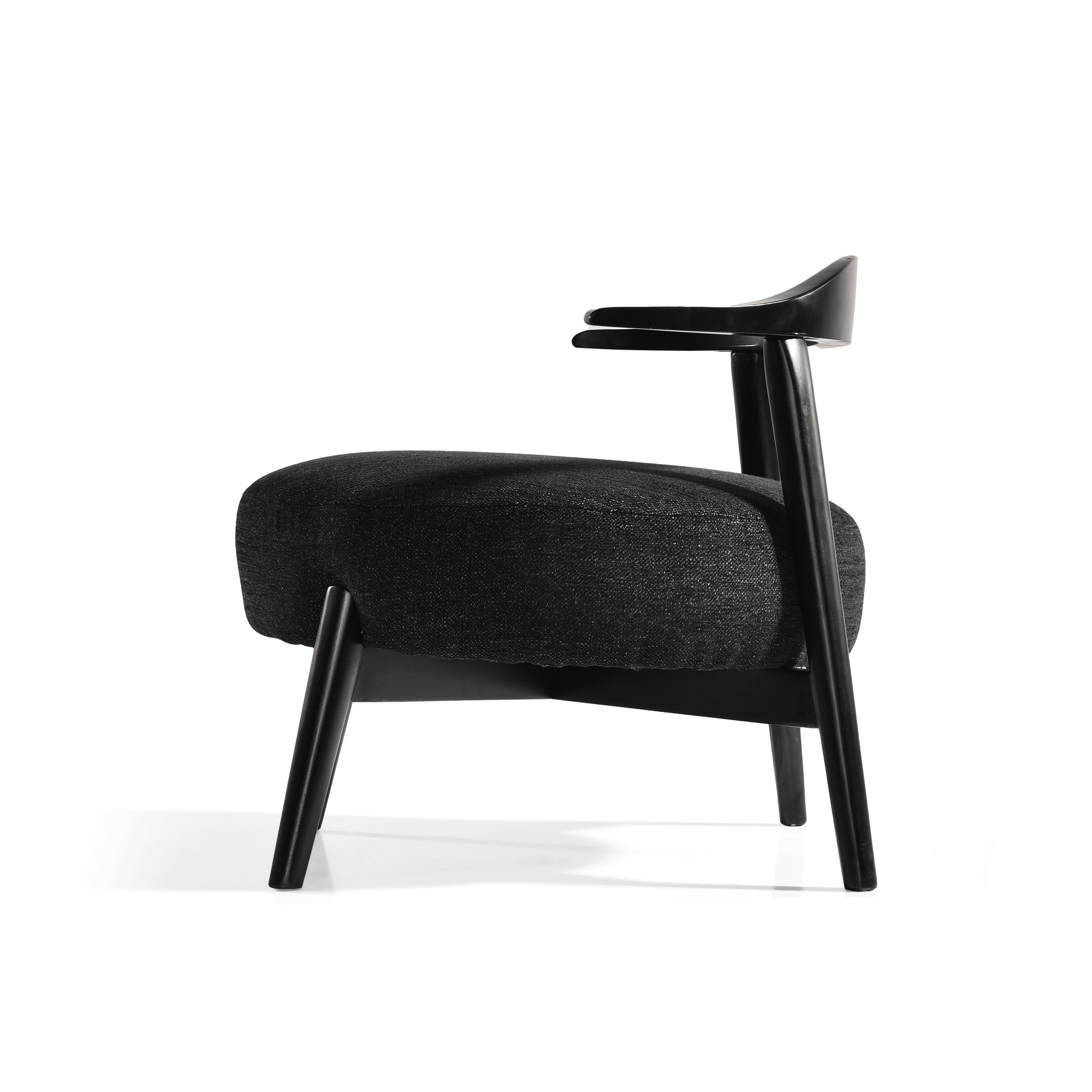 Black Fabric Accent Chair with Birch Wood Legs