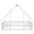 White Full Wood House-Shaped Toddler Floor Bed with Fence and Guardrails