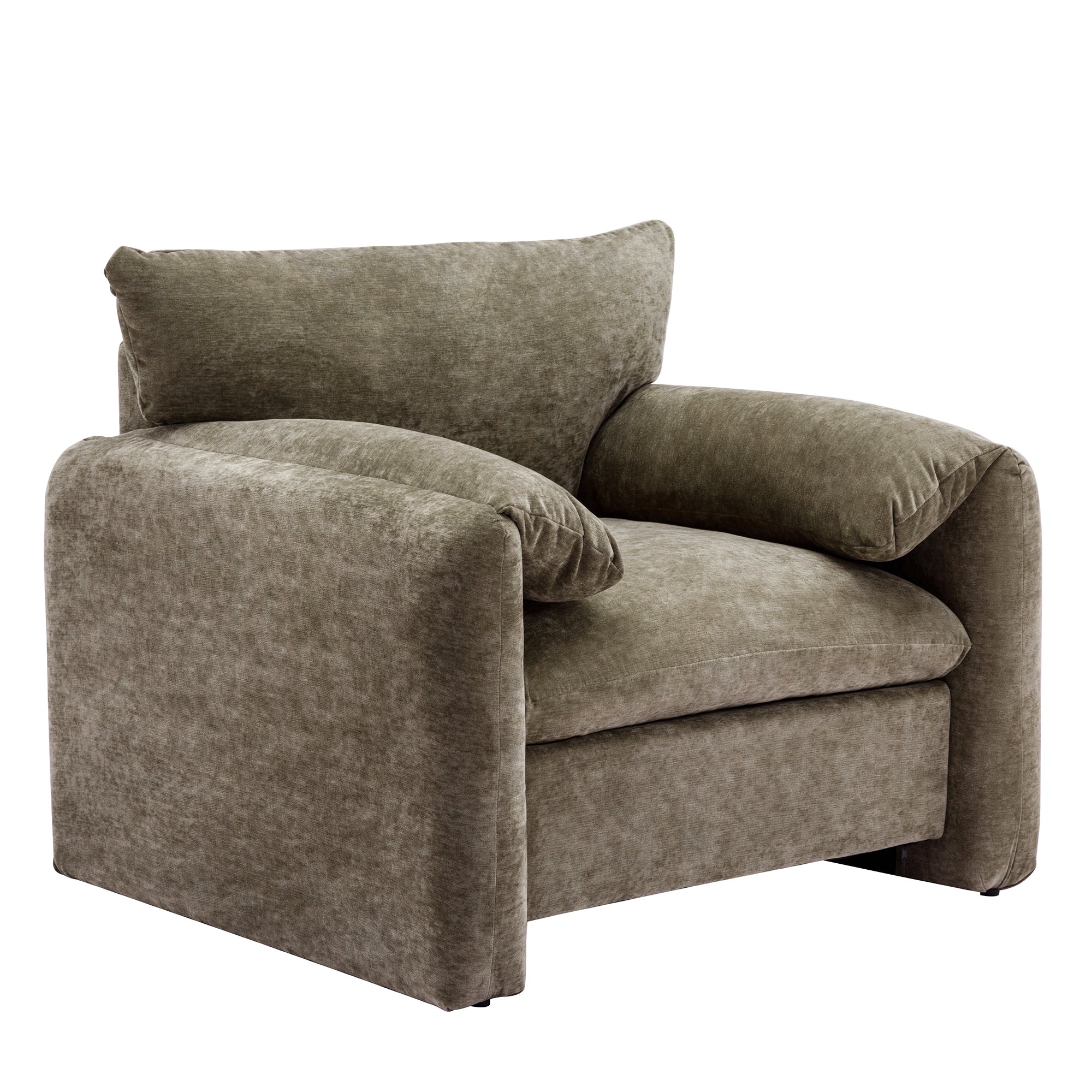 Modern Chenille Oversized Armchair In Matcha Green