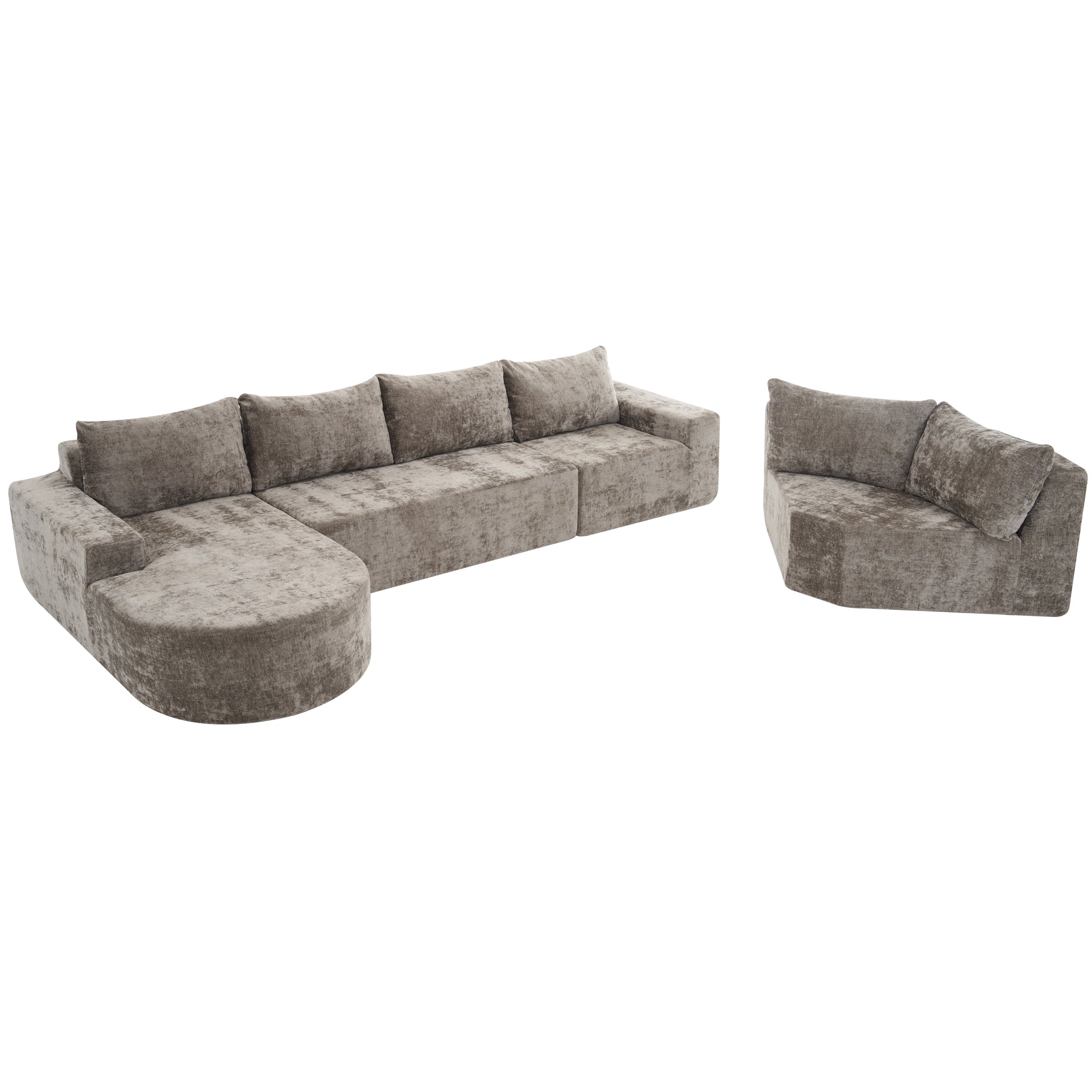 Amalfi Modular Chenille Sectional Sofa in Brown