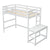 White Twin High Loft Bed with Ladder Landing Platform, Ladders, and Guardrails