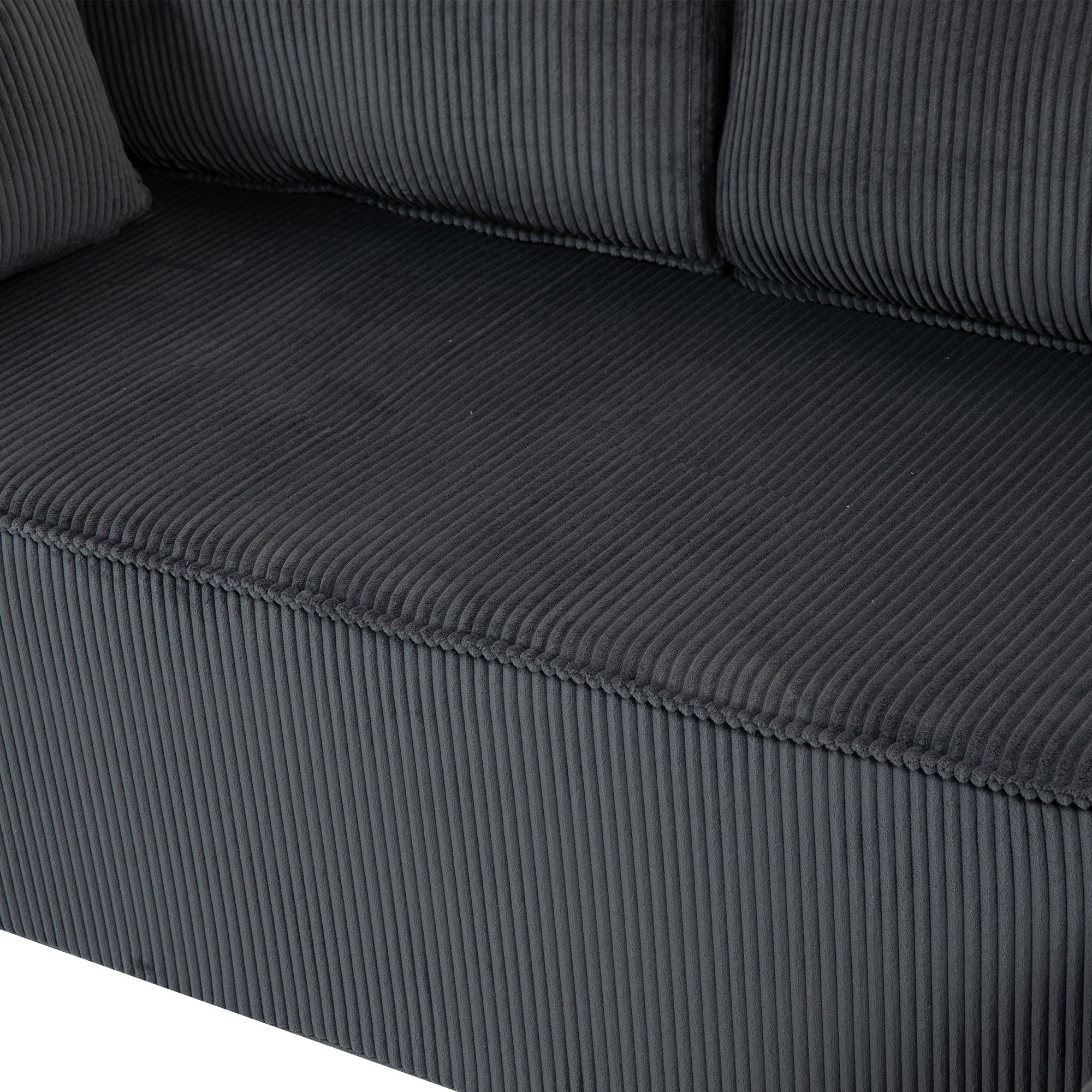 L-Shape Gray Corduroy Full-Foam Modular Sofa