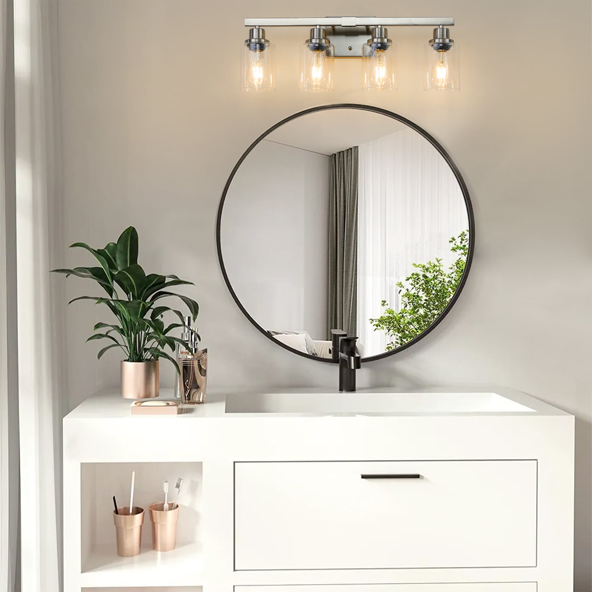 Aestin's Modern 4-Light Bathroom Vanity Light in Brushed Nickel Finish