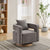 Open Back Charcoal Linen Blend Swivel Accent Chair With Weathered Base