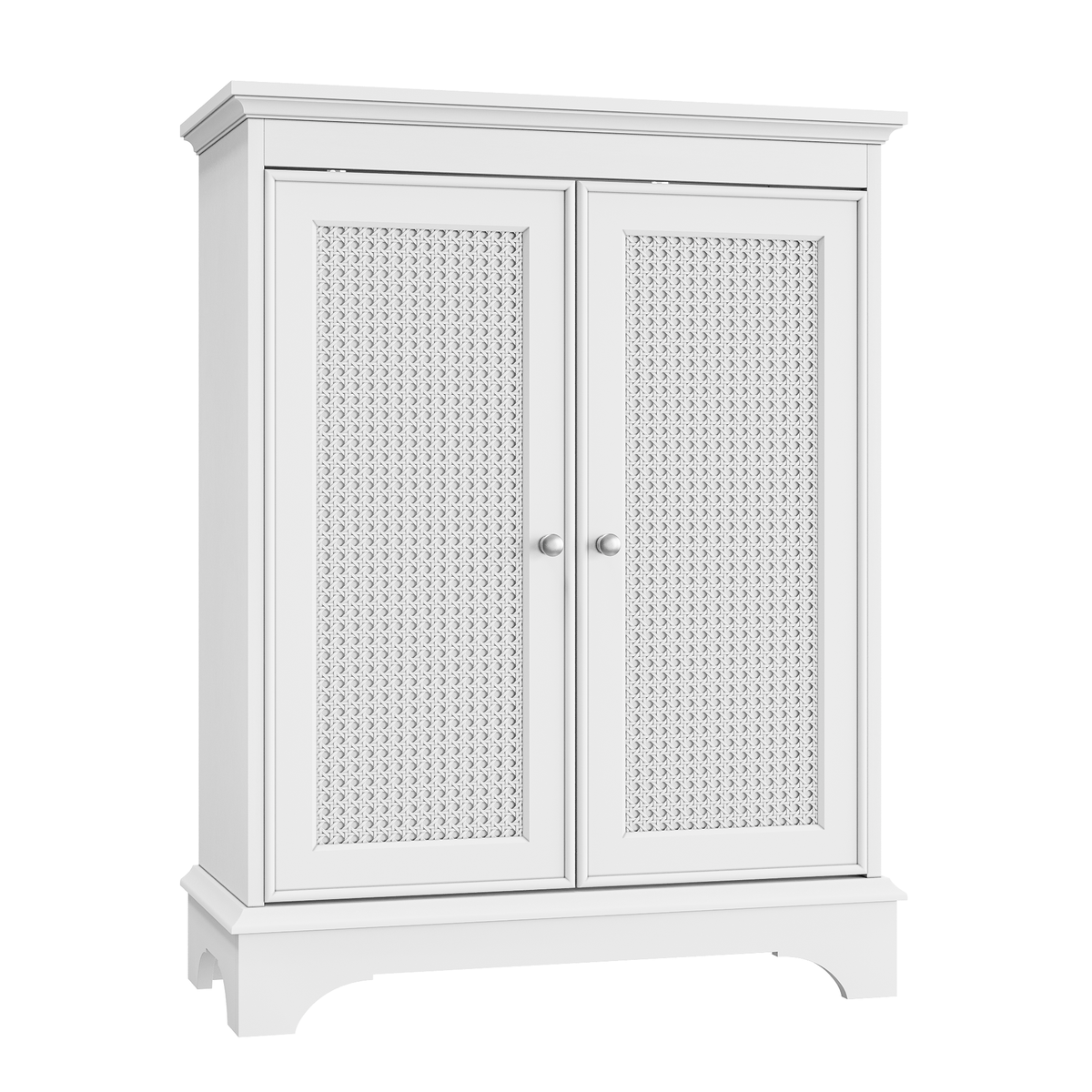 27&quot; White Rattan Storage Cabinet With Adjustable Shelving