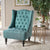 Upholstered Wingback Accent Chair In Teal Fabric