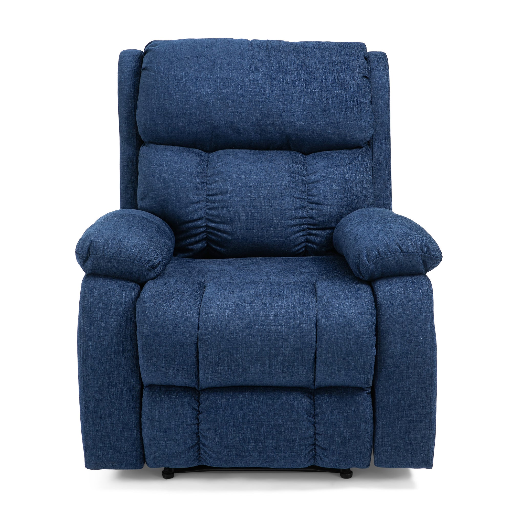 Navy Blue Fabric Heat & Massage Recliner