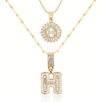 Load image into Gallery viewer, 2pc 14k Diamond Letter Initial Necklaces
