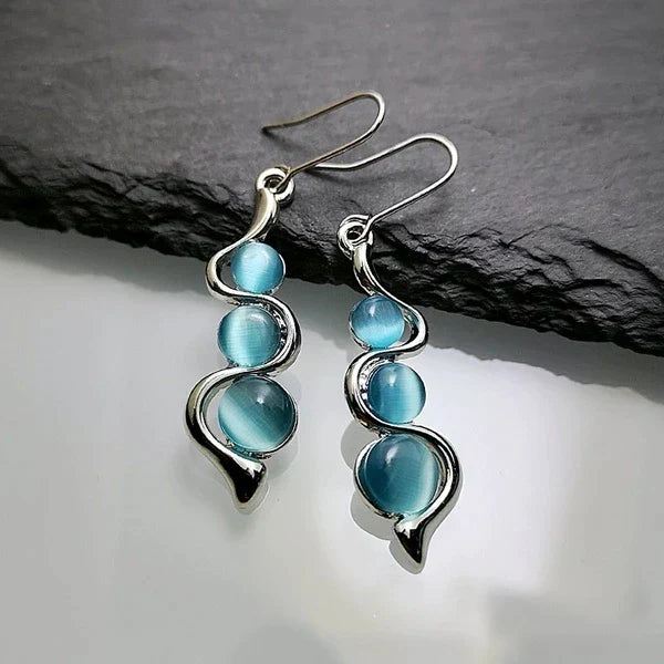 Sparkling Blue Crystal Drop Earrings