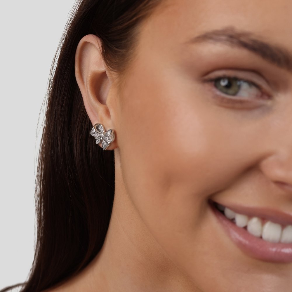 Minerva Sterling Silver Bow Earrings