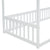 Twin Size White Canopy Frame Floor Bed with Fence and Guardrails