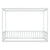 Twin Size White Canopy Frame Floor Bed with Fence and Guardrails