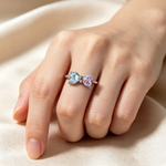 Load image into Gallery viewer, Double Birthstones Ring With Bow &amp; Twisted Rope Band In Gold
