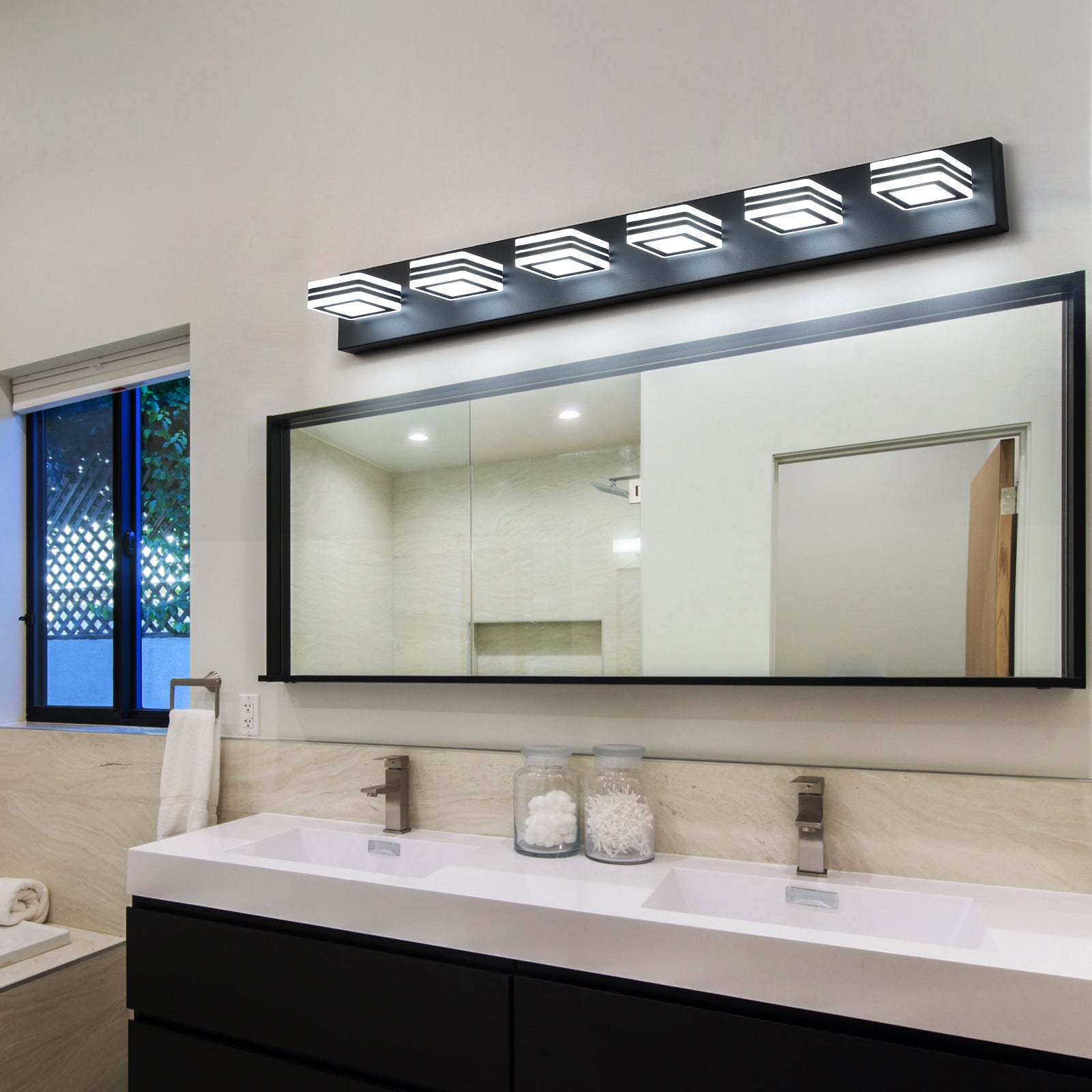 Aestin's 6-Light LED Modern Black Vanity Lighting