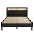 Queen Size Rattan and Faux Leather Upholstered Platform Bed in Black