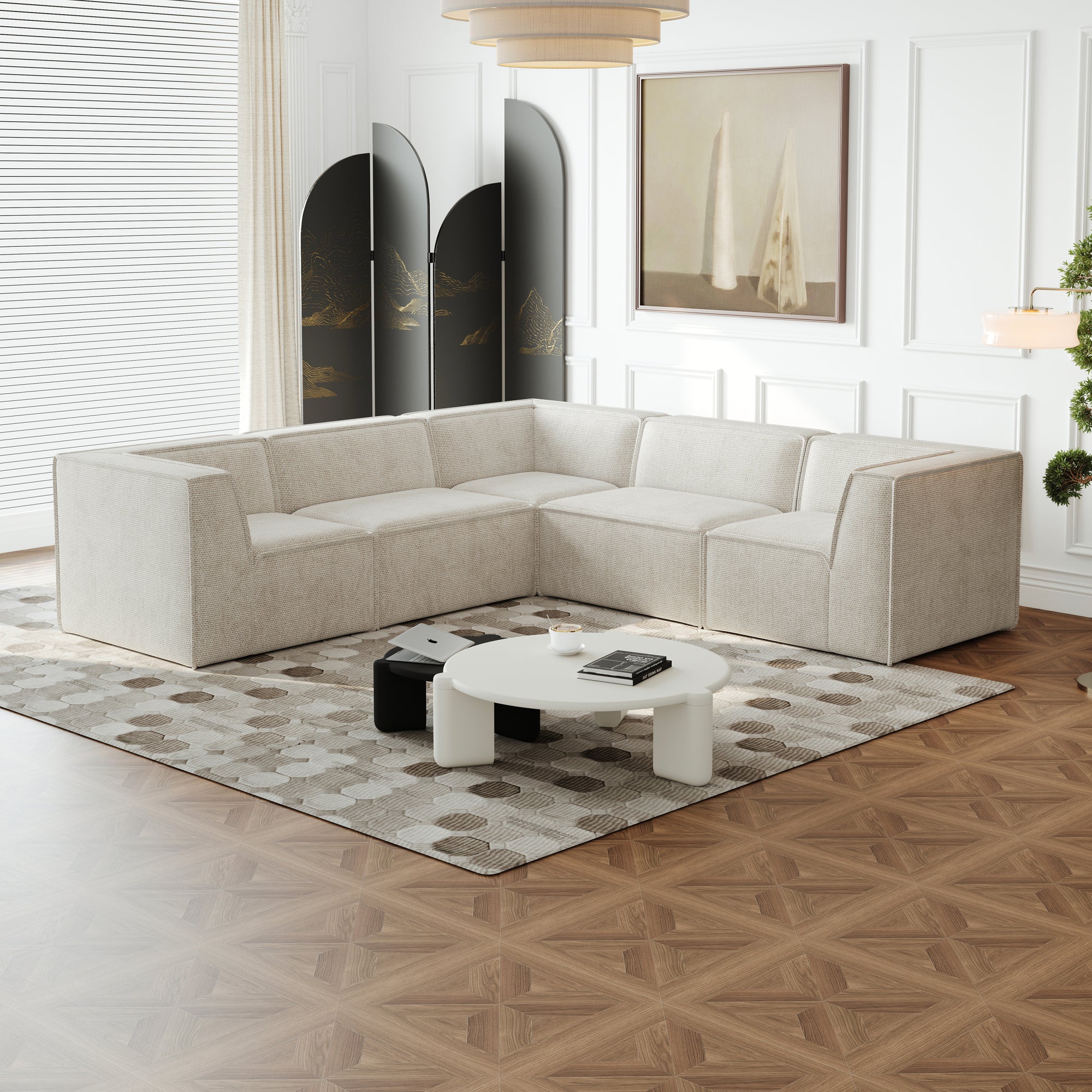 Kinshasa 5-Seat Modular Sofa in Beige