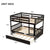 Espresso Full Over Full Bunk Bed with Trundle, Convertible to Two Full-Size Beds