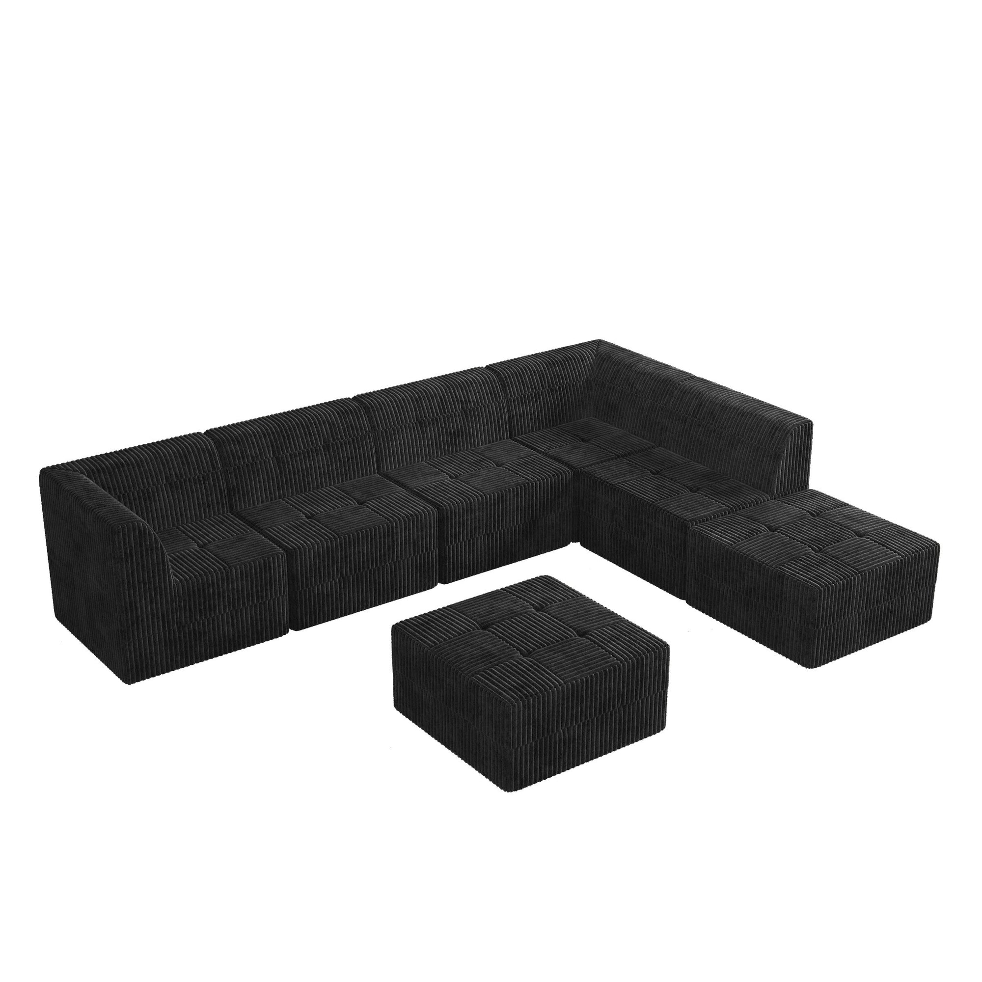 L Shape Modular Sectional Sofa With Compressed Design Offering Modern Minimalist Style And Comfort In Black