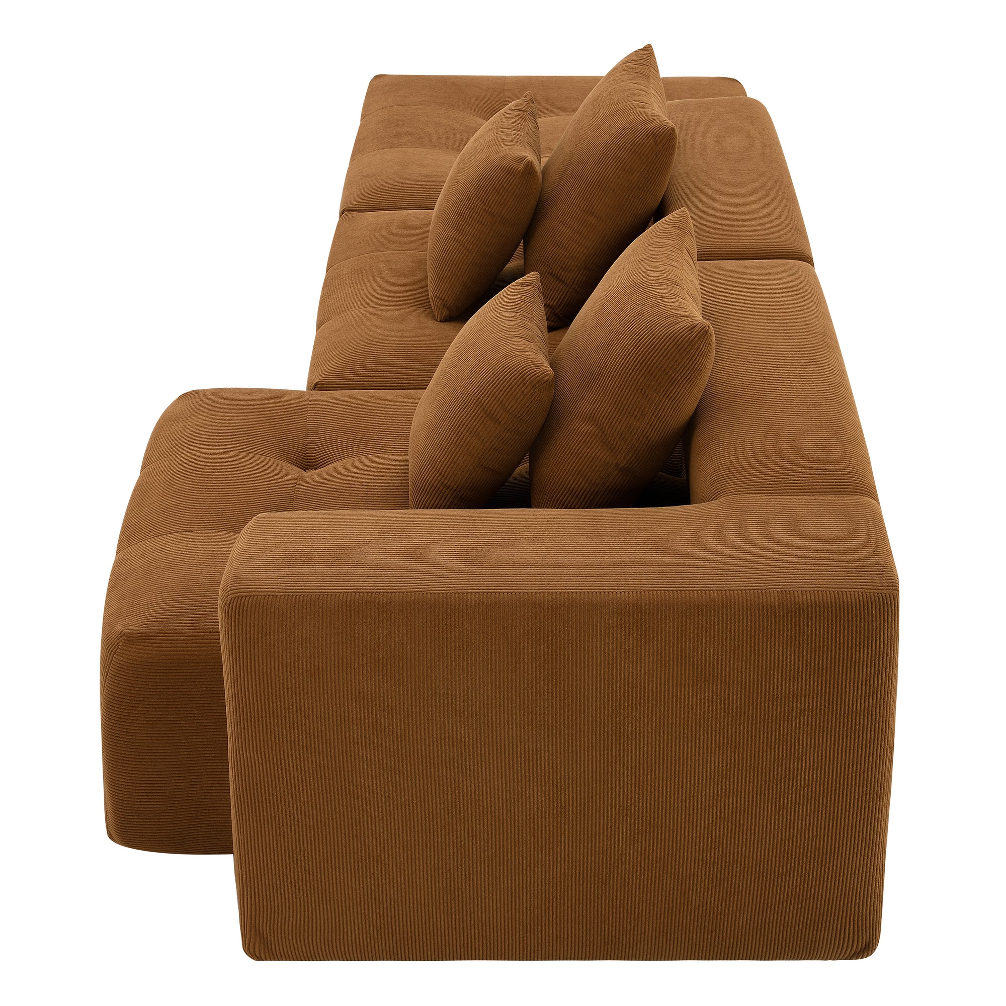 Maputo 4-Seat Modular Sofa in Burnt Orange Brown