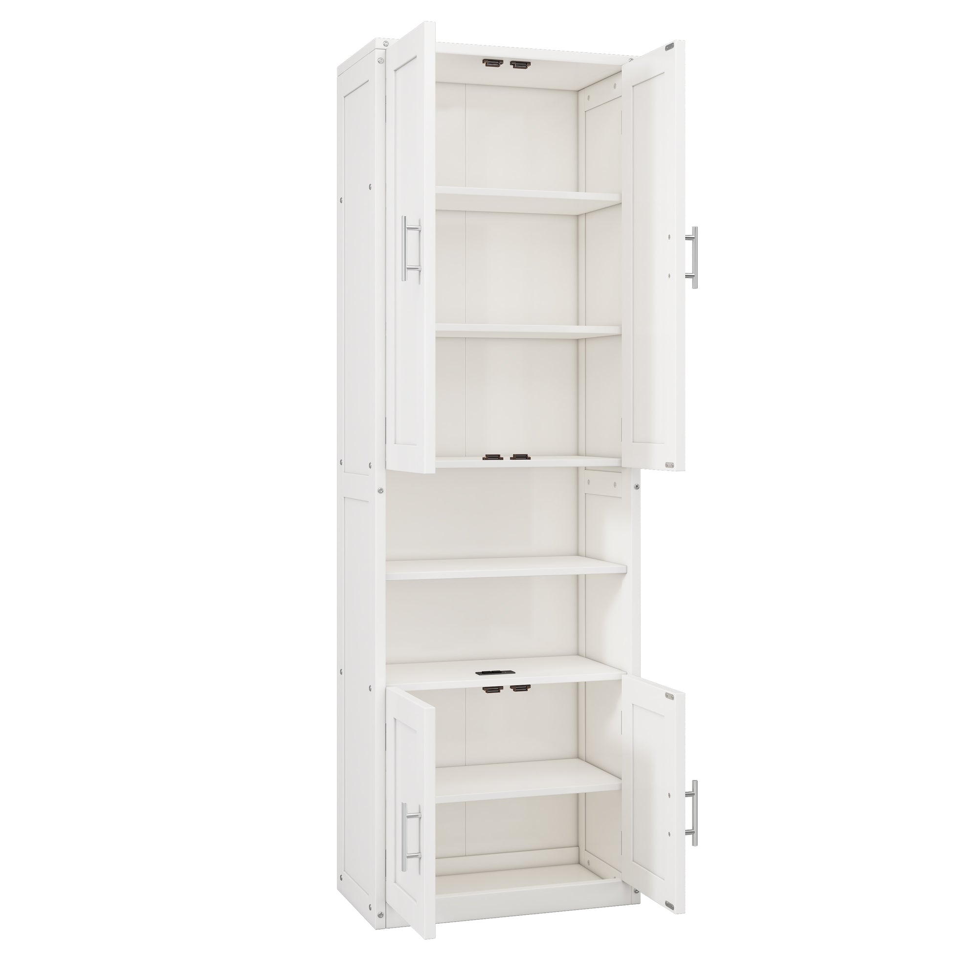 Queen Folding Murphy Bed with Two Side Cabinets in White