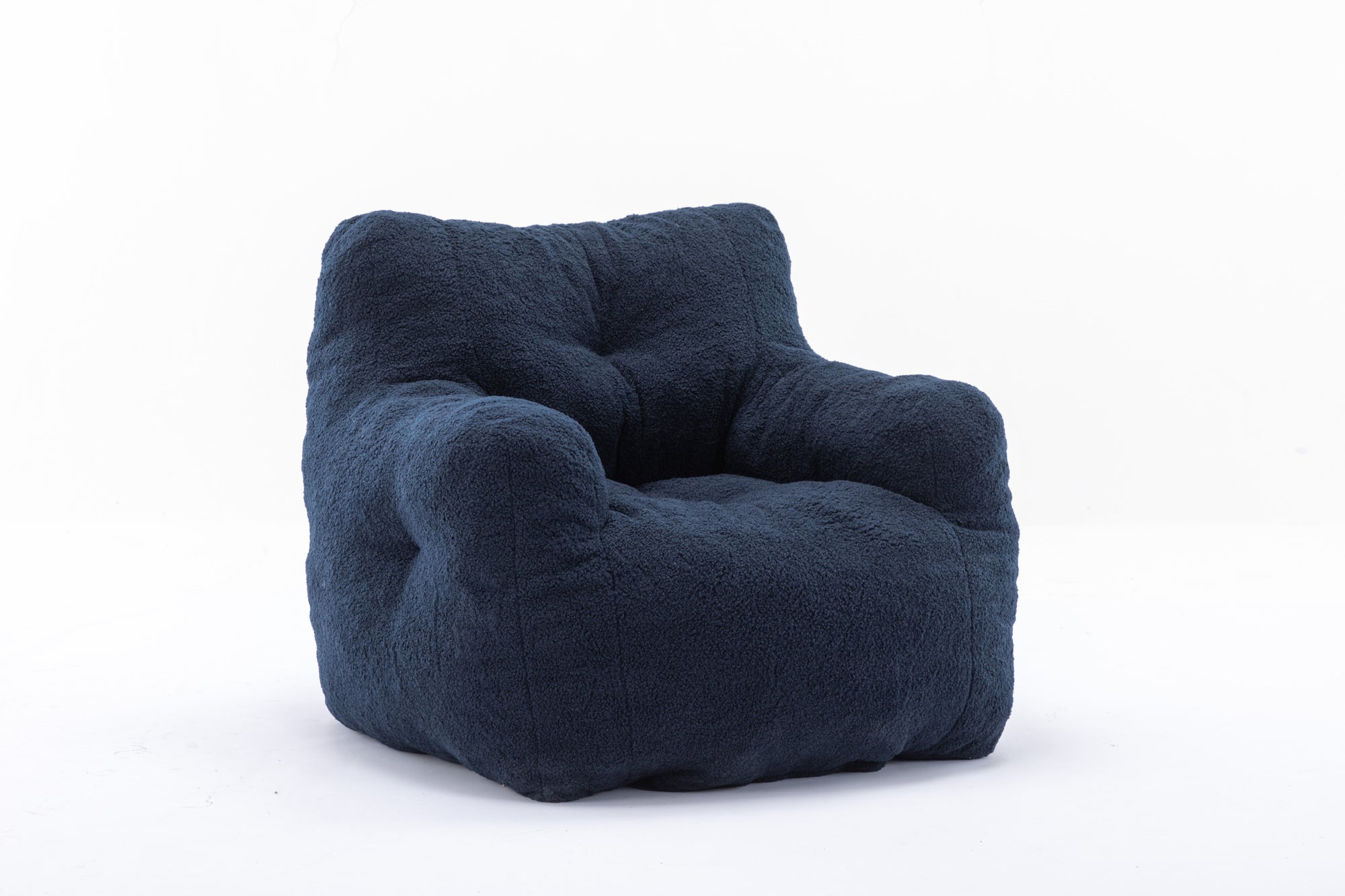 Soft Teddy Tufted Bean Bag Chair in Dark Blue