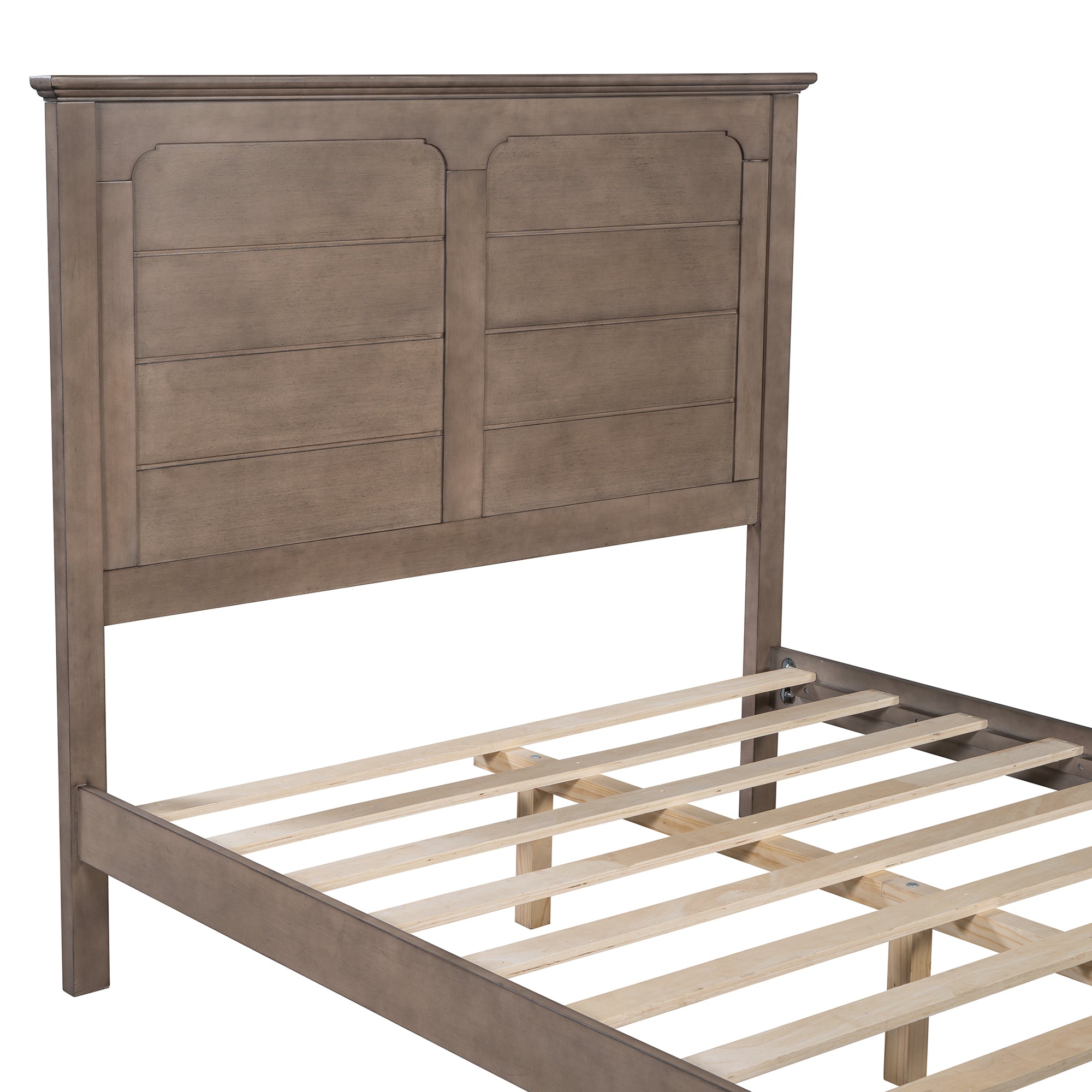 Ash Brown Full Farmhouse-Style Wooden Bed Frame