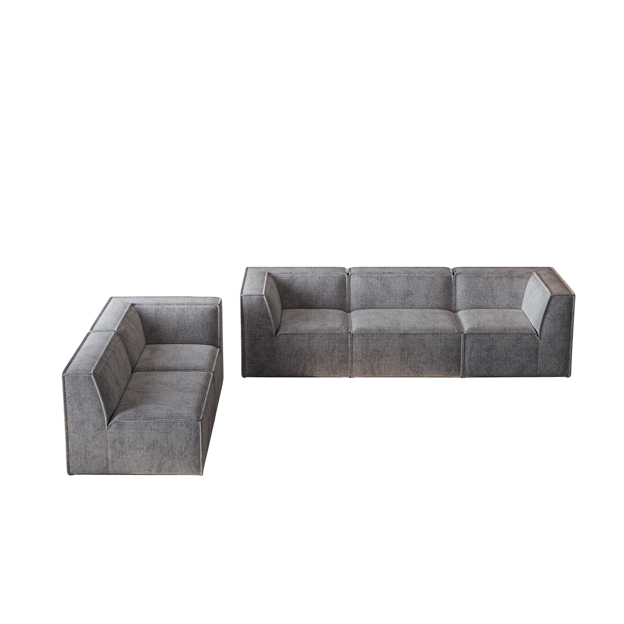 Kinshasa 5-Seat Modular Chenille Sofa in Gray