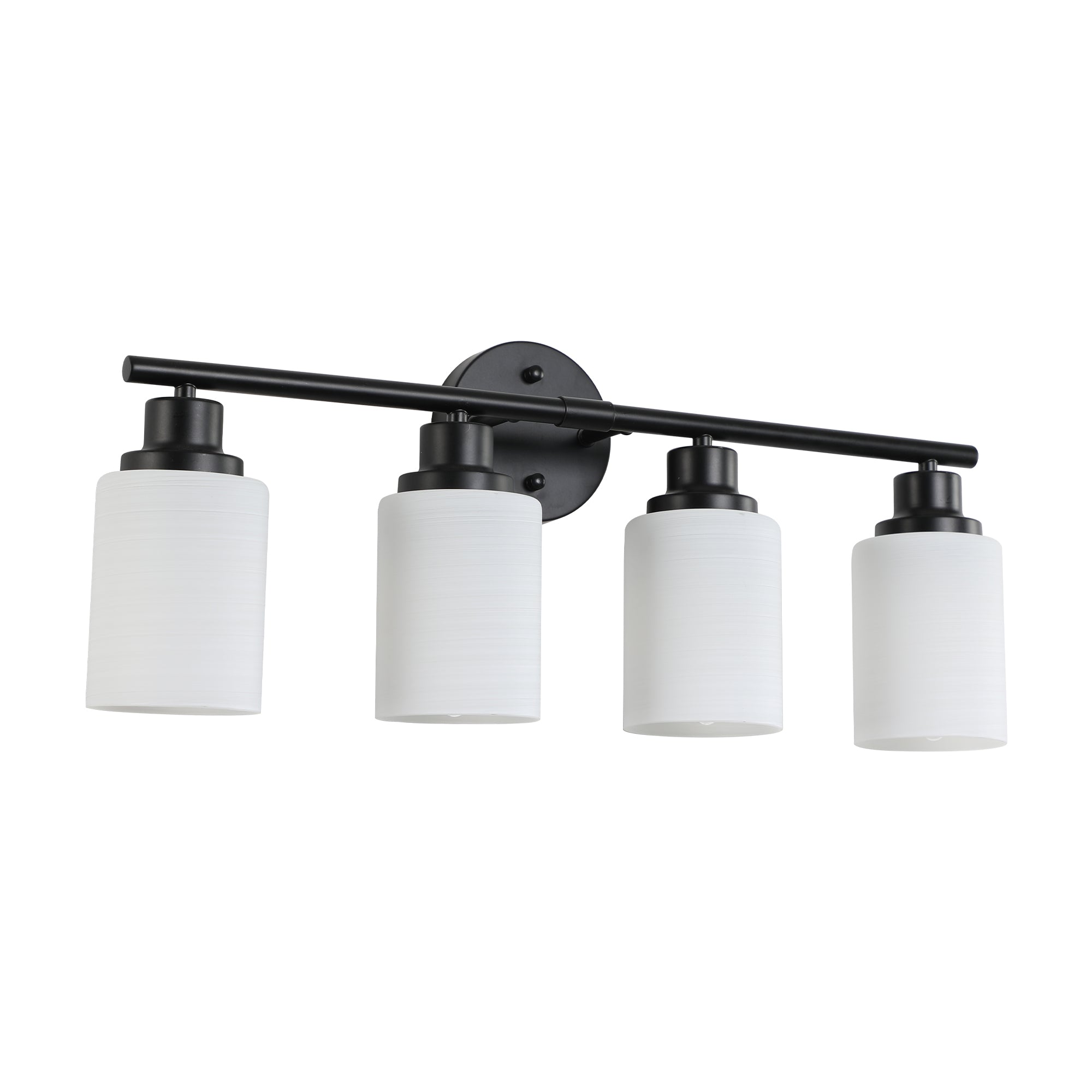 4-Light Vanity Light with Frosted White Glass with Black Iron Frame