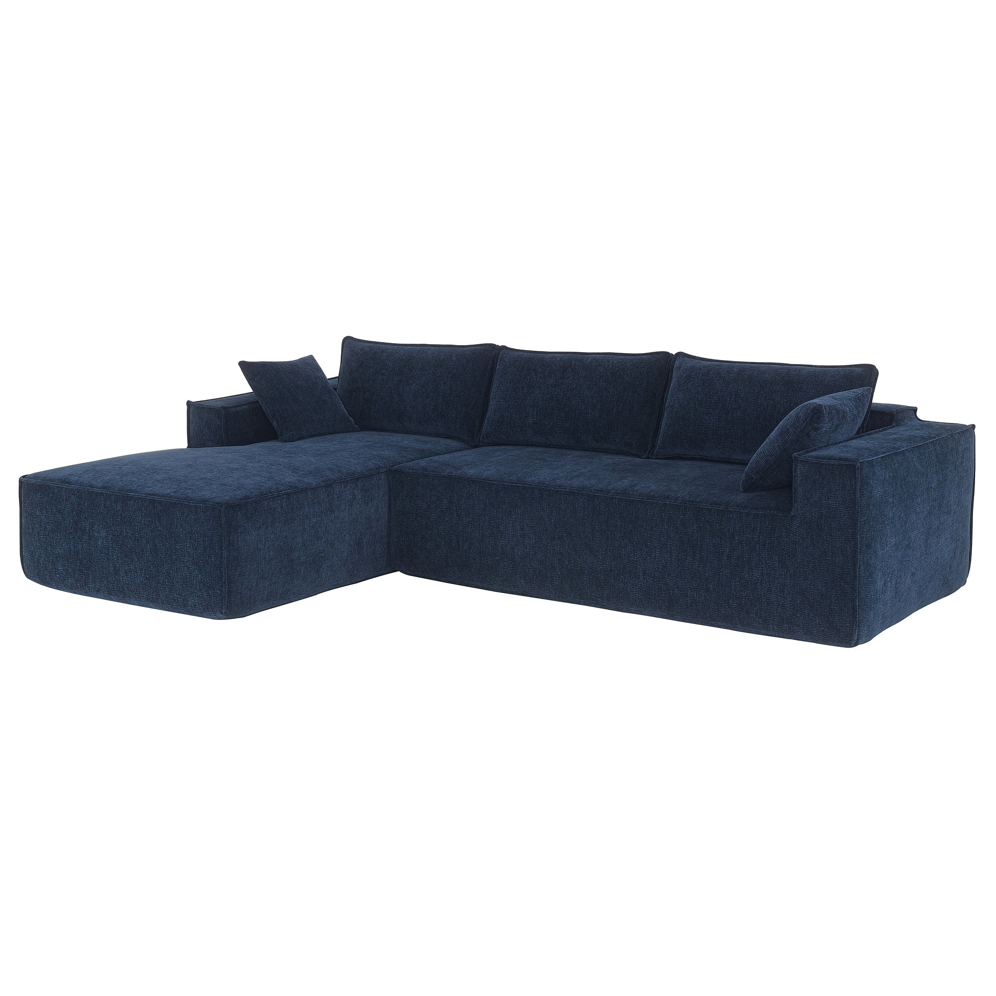 Cairo 4-Seat Modular Wrinkle-Resistant Chenille Sofa in Dark Blue