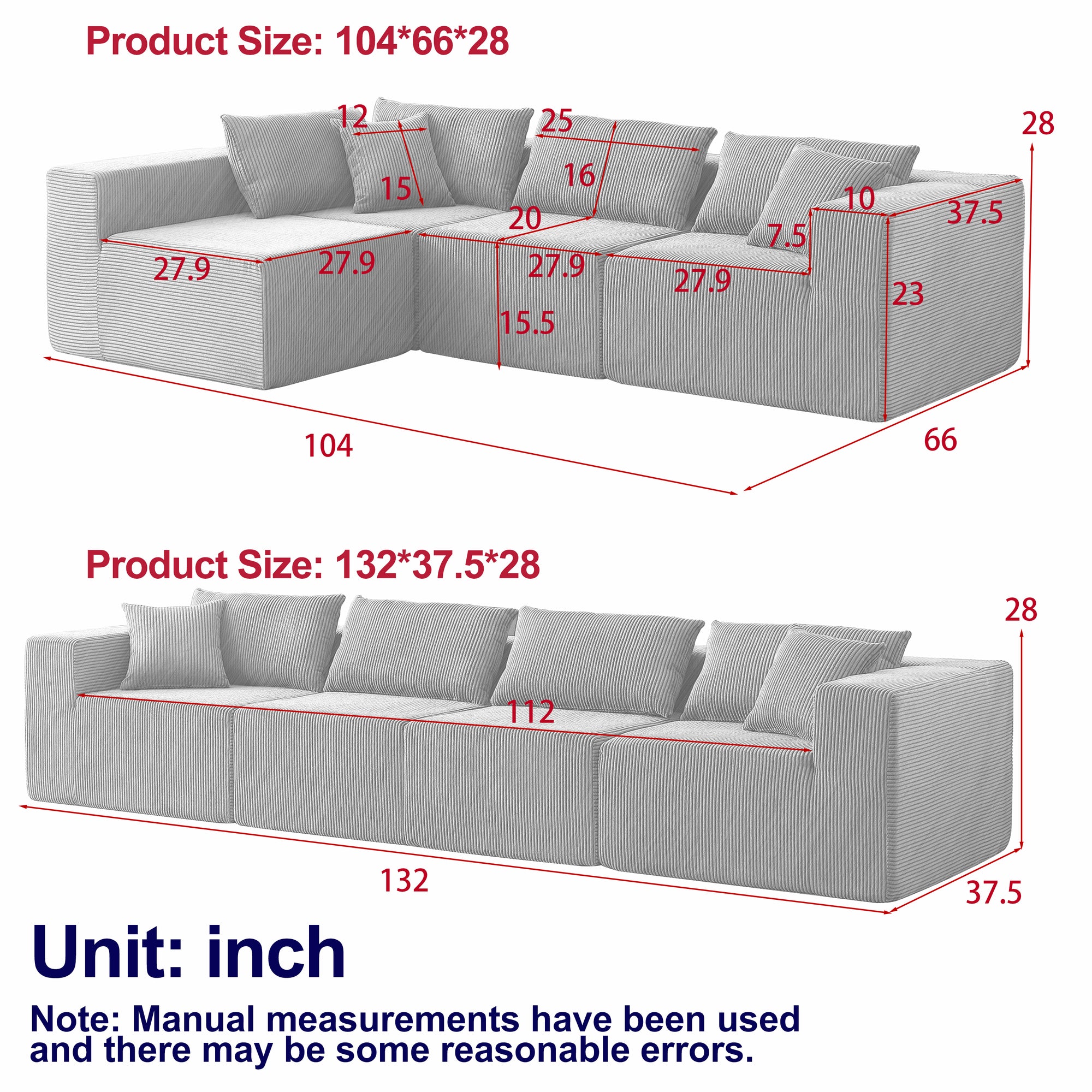 Nairobi 4-Seat Minimal Modular Sectional Sofa in Black