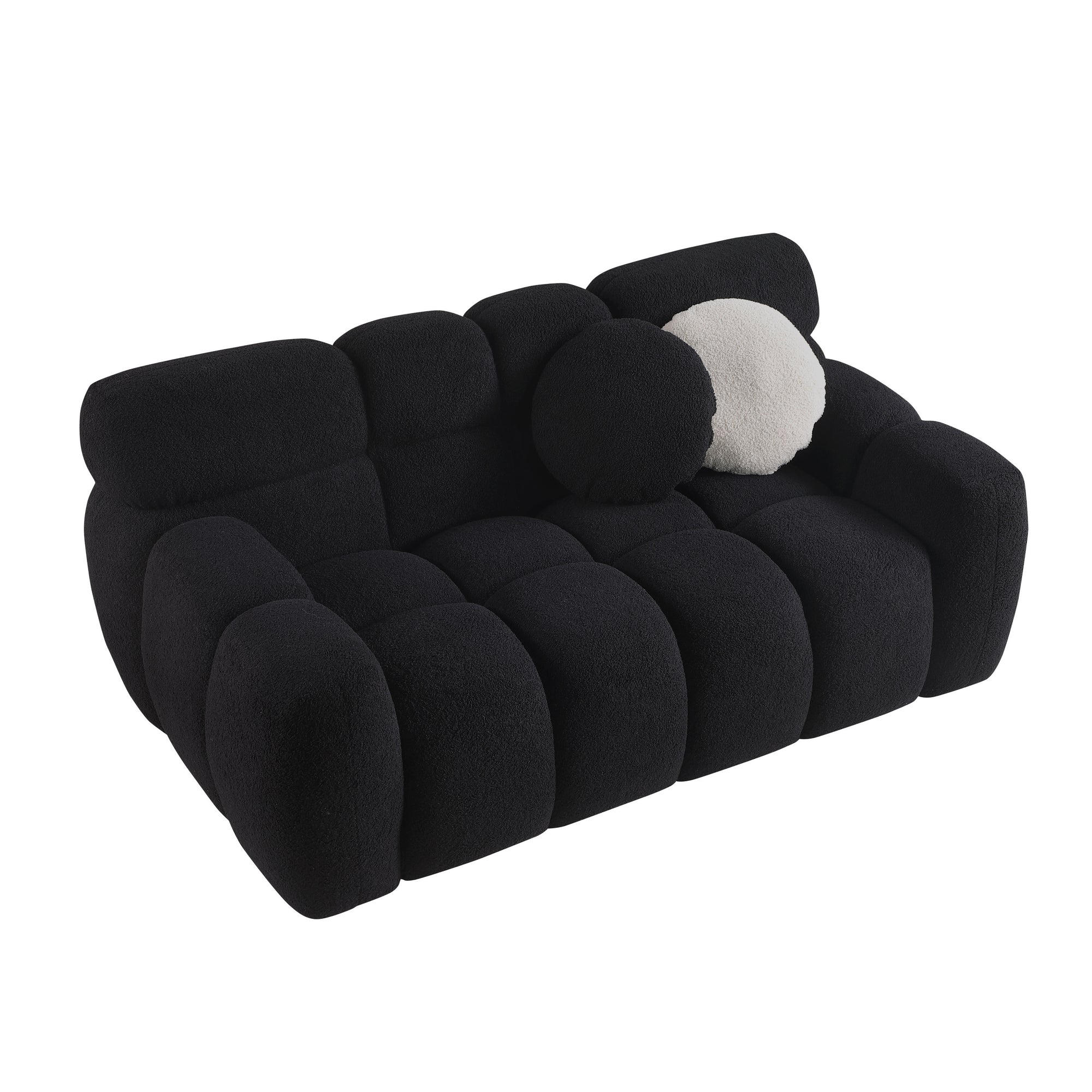 Black Boucle Rolled Arm Marshmallow Sofa