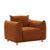 Wide Pillow Single Sofa Accent Chair In Rust Red Cotton Linen