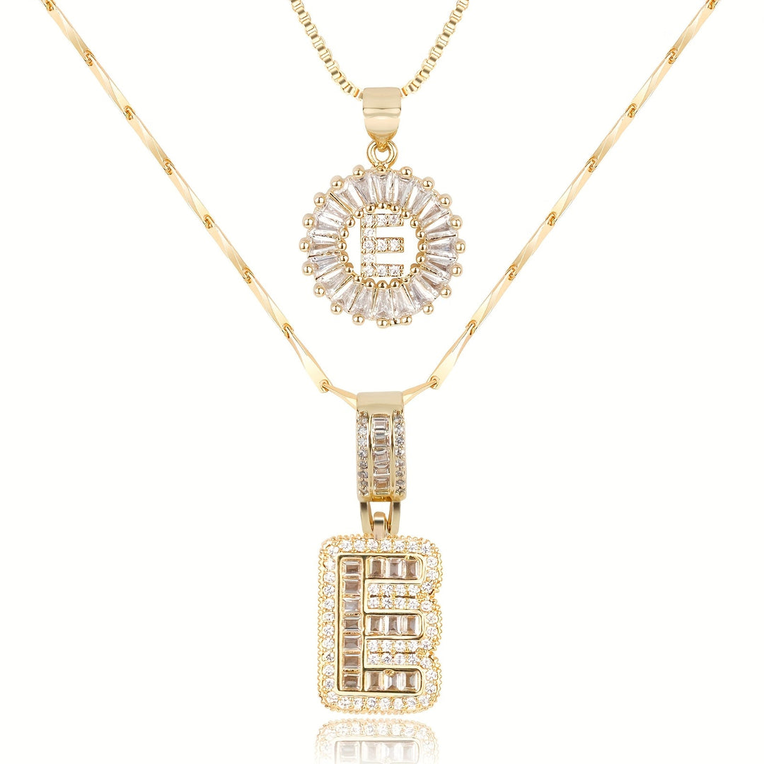 2pc 14k Diamond Letter Initial Necklaces
