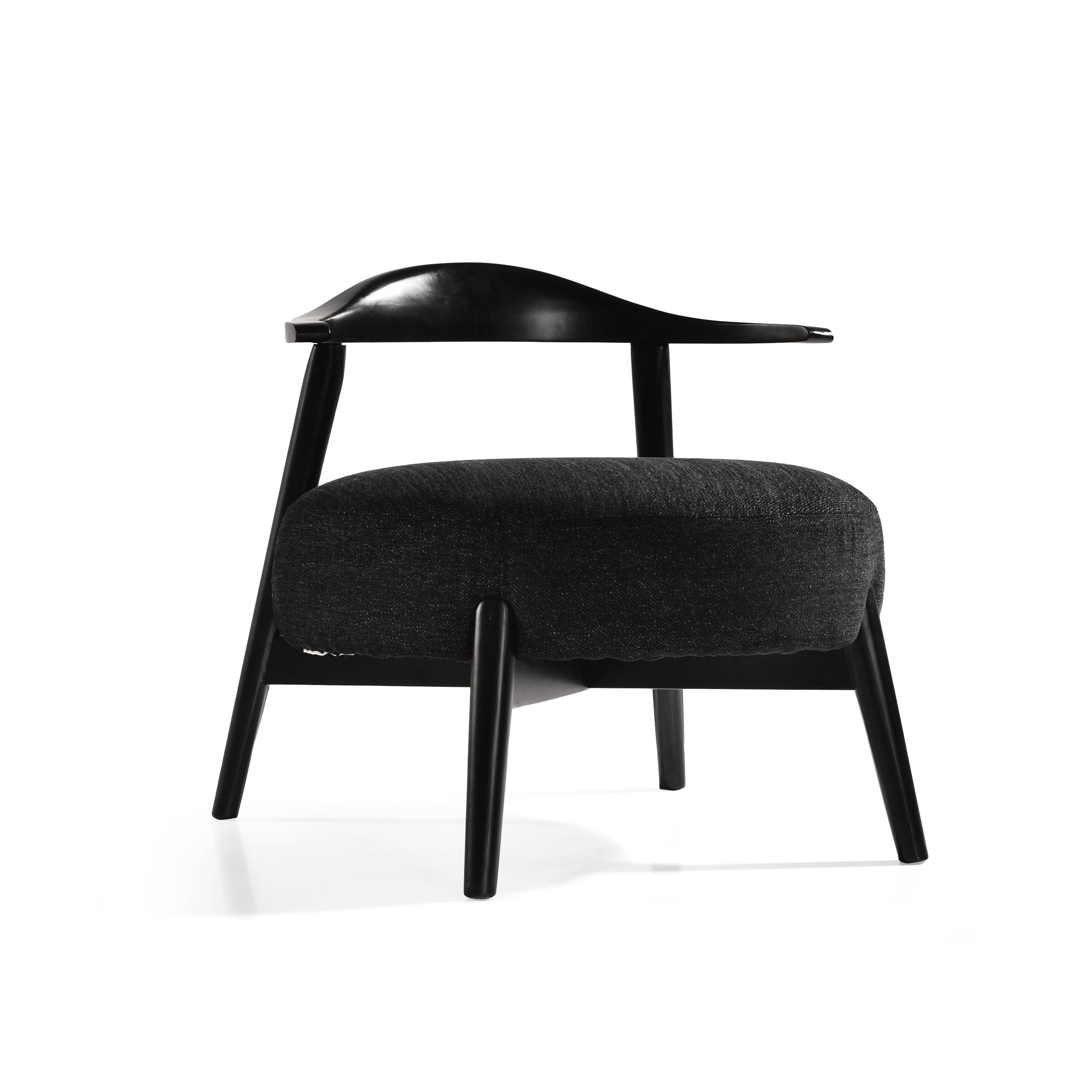 Black Fabric Accent Chair with Birch Wood Legs